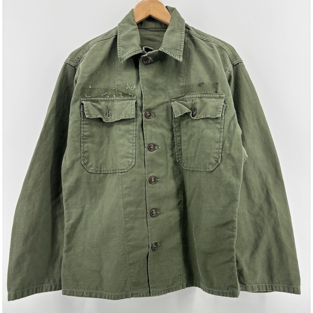 Vietnam Jacket OG-107 Coat Mans War Fatigue Cotton Sateen Olive US Military